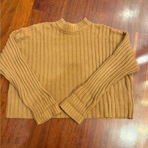American Eagle Outfitters Brown Ribbed Mock Neck Sweater